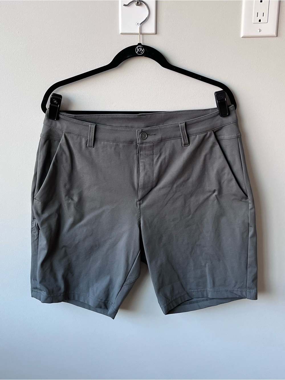 BYLT Premium Basics Everyday Chino Shorts 9”Men Size 36 Gray Flat Front Pockets